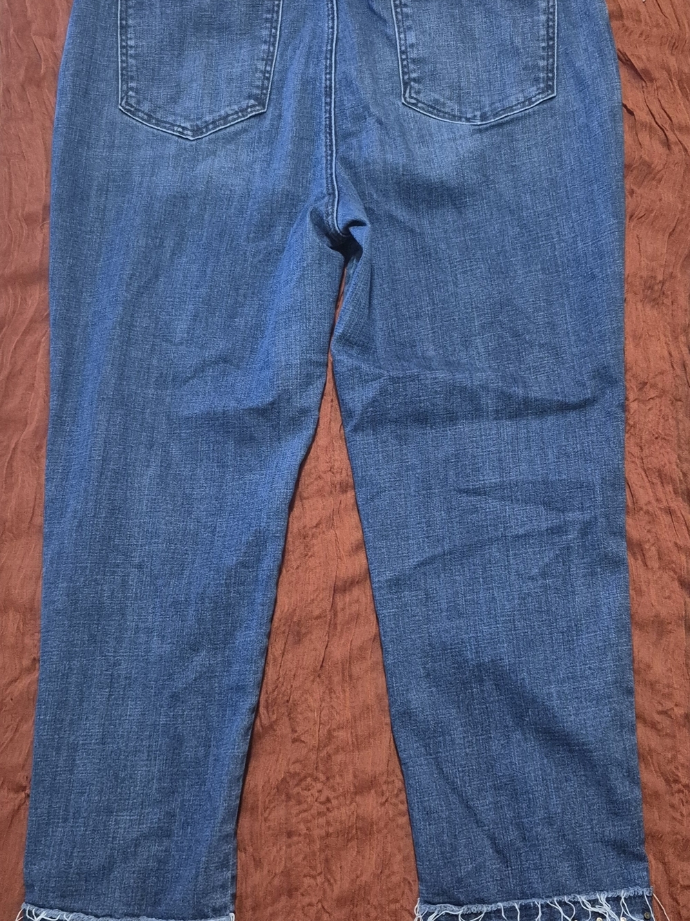 Chico's Blue Cropped Jeans with Leopard & Braided Fringe Hem - Picture 6 of 6